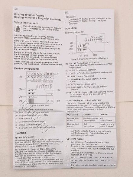 JUNG KNX актуатор отопления, 6 групп с регулятором