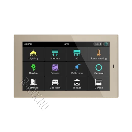 Zennio CX50, 5-дюймовая емкостная сенсорная панель KNX, шампань