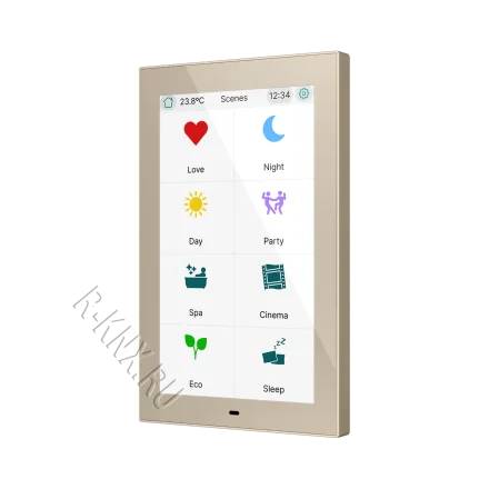 Zennio CX50, 5-дюймовая емкостная сенсорная панель KNX, шампань