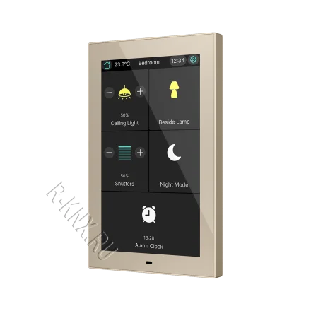 Zennio CX50, 5-дюймовая емкостная сенсорная панель KNX, шампань