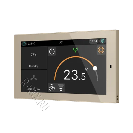 Zennio CX50, 5-дюймовая емкостная сенсорная панель KNX, шампань