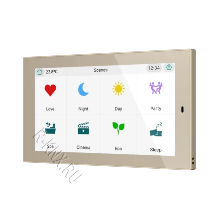 Zennio CX50, 5-дюймовая емкостная сенсорная панель KNX, шампань
