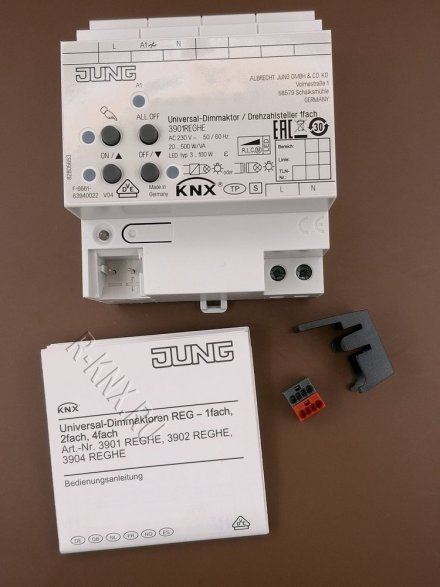 JUNG 3901REGHE KNX универсальный диммер, 1 канал 20-500 W/VA