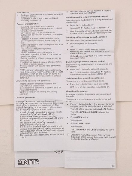 JUNG KNX актуатор отопления, 6 групп с регулятором