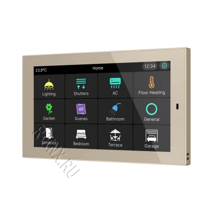 Zennio CX50, 5-дюймовая емкостная сенсорная панель KNX, шампань