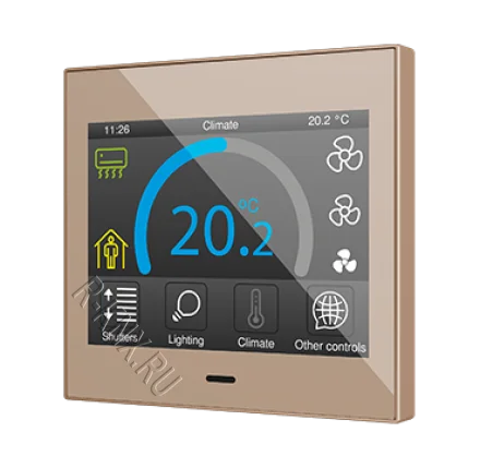 Zennio Z35 v3 / Панель сенсорная KNX, с экраном 3.5 дюймов и датчиком влажности, KNX Secure, цвет шампань