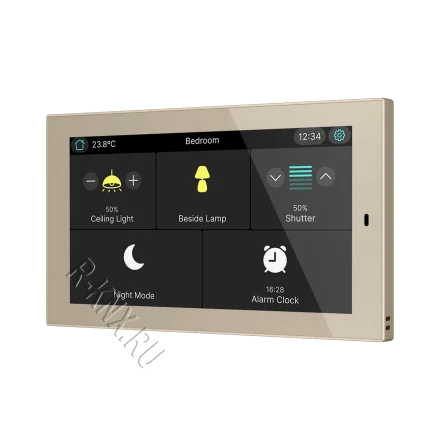Zennio CX50, 5-дюймовая емкостная сенсорная панель KNX, шампань