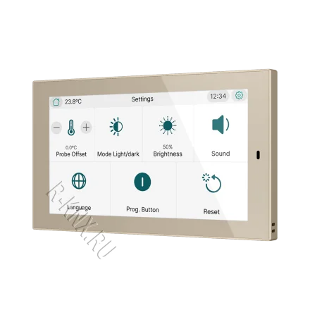 Zennio CX50, 5-дюймовая емкостная сенсорная панель KNX, шампань