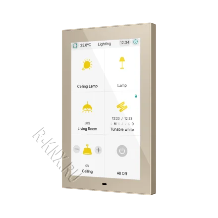 Zennio CX50, 5-дюймовая емкостная сенсорная панель KNX, шампань