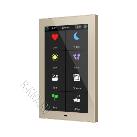 Zennio CX50, 5-дюймовая емкостная сенсорная панель KNX, шампань