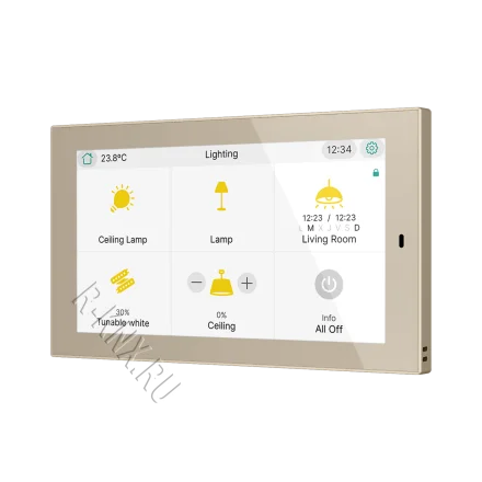 Zennio CX50, 5-дюймовая емкостная сенсорная панель KNX, шампань